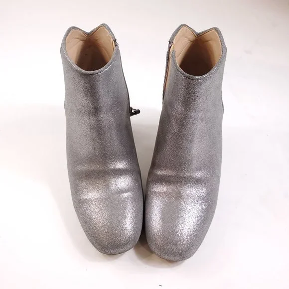 White House Black Market Women Silver Glitter Ankle Boots - Picture 5 of 7